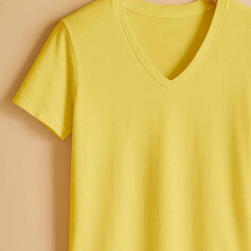 V Neck(100% Cotton Single Jersey) – Yellow