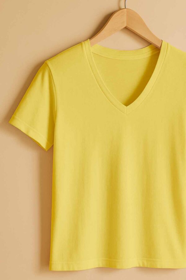 V Neck(100% Cotton Single Jersey) – Yellow