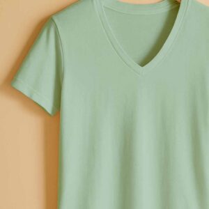 V Neck(100% Cotton Single Jersey) - Pista Green