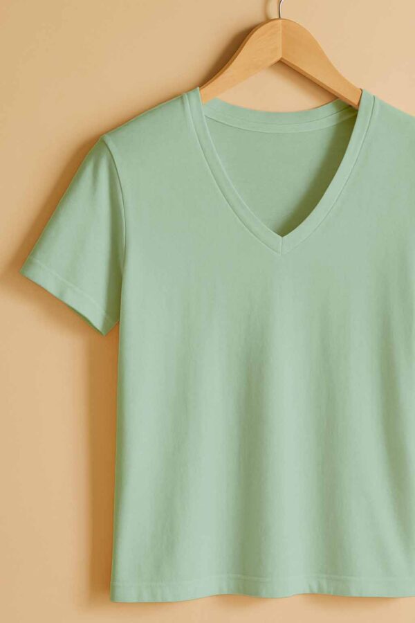 01 - V-Neck - Black_1 V Neck(100% Cotton Single Jersey) - Pista Green