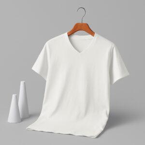 V Neck(100% Cotton Single Jersey)  – White