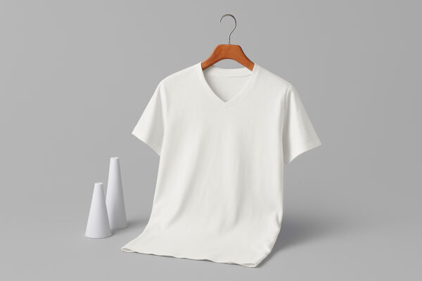 V Neck(100% Cotton Single Jersey)  – White