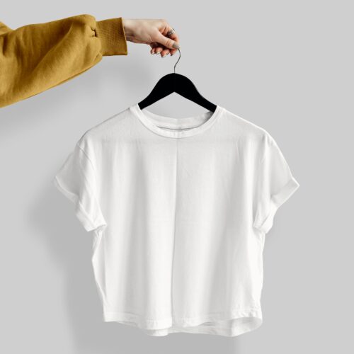 Crop Tees - (100% Cotton French Terry) - White