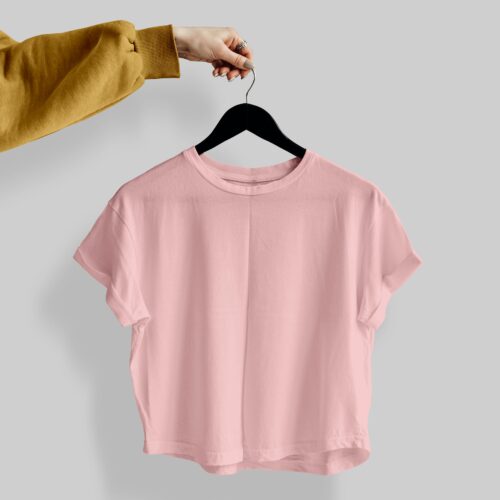 Crop Tees - (100% Cotton French Terry) - Baby Pink