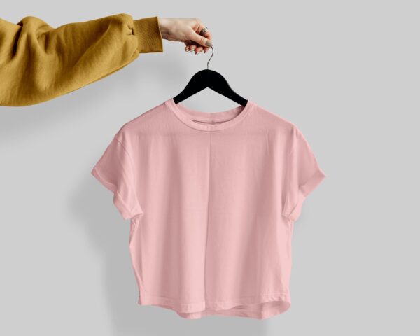 Crop Tees - (100% Cotton French Terry) - Baby Pink