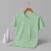 Women's V Neck(100% Cotton Single Jersey) - Pastel Mint
