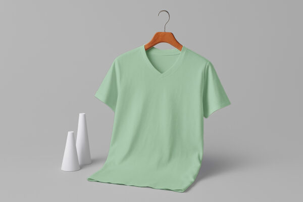 Women's V Neck(100% Cotton Single Jersey) - Pastel Mint