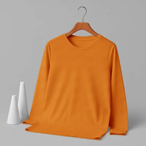 Women's Round Neck Full Sleeve(OE Single Jersey)- Orange
