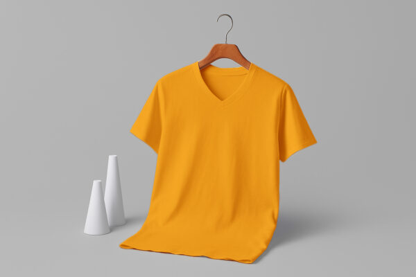 Women's V Neck(100% Cotton Single Jersey) - Orange