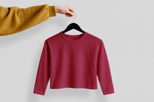 Crop Tees Full Sleeve (OE french terry) - Maroon