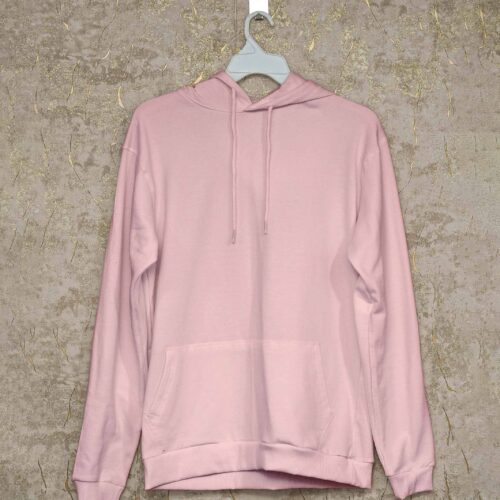 Men's Hoodie(100% Cotton Fleece)  - Baby Pink