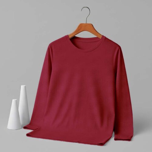 Round Neck Full Sleeve(100% Cotton Single Jersey) - Maroon