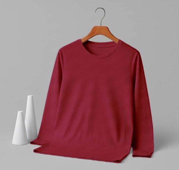 Round Neck Full Sleeve(100% Cotton Single Jersey) - Maroon