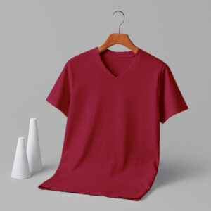 V Neck(100% Cotton Single Jersey)  – Maroon