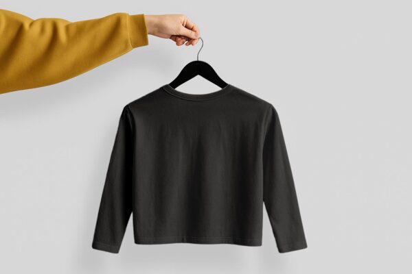Crop Tees Full Sleeve (OE french terry) - Black