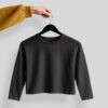Crop Tees Full Sleeve (OE french terry) - Black