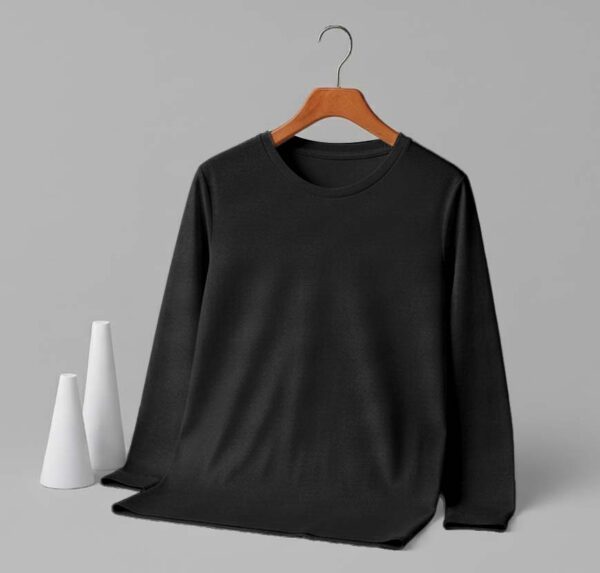 Round Neck Full Sleeve(100% Cotton Single Jersey) - Black