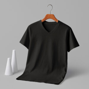 V Neck(100% Cotton Single Jersey)  – Black