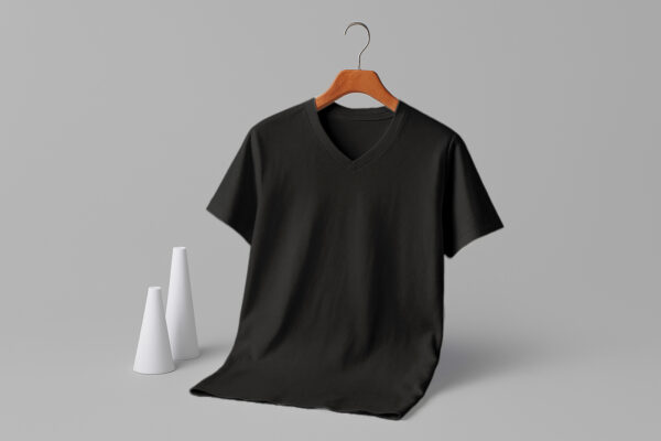 Women's V Neck(100% Cotton Single Jersey)  – Black