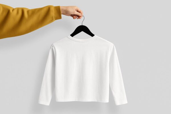 Crop Tees Full Sleeve (100% cotton french Terry) - White