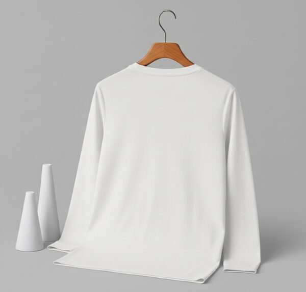 V Neck Full Sleeve(100% Cotton Single Jersey) - White