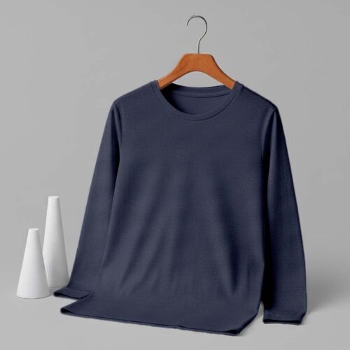 Round Neck Full Sleeve(100% Cotton Single Jersey) - Navy