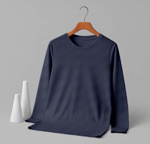 Round Neck Full Sleeve (100% Cotton Single Jersey)- Navy