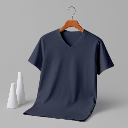 Women's V Neck(100% Cotton Single Jersey) –Navy