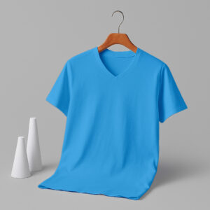 V Neck(100% Cotton Single Jersey) – Sky Blue