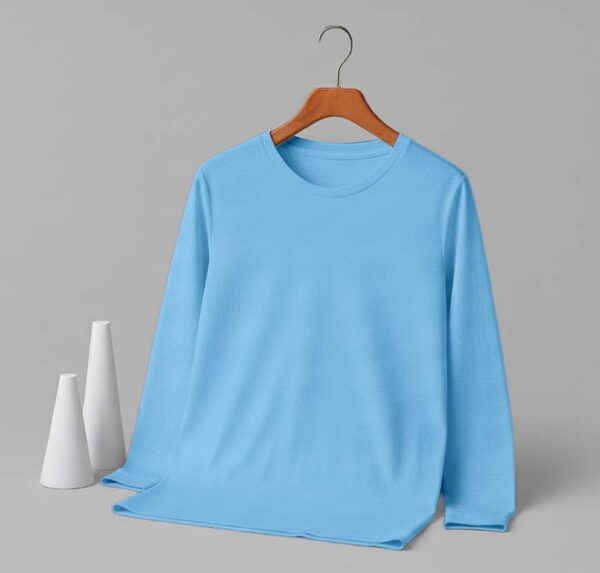 Women's Round Neck Full Sleeve(OE Single Jersey) - Sky Blue