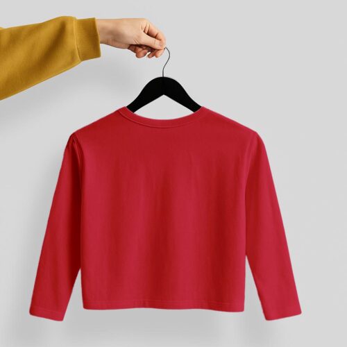 Crop Tees Full Sleeve (100% cotton french Terry) - Red