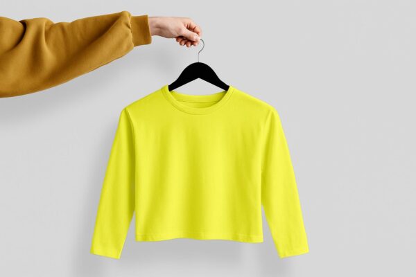 Crop Tees Full Sleeve (OE french terry) - Lemon Yellow