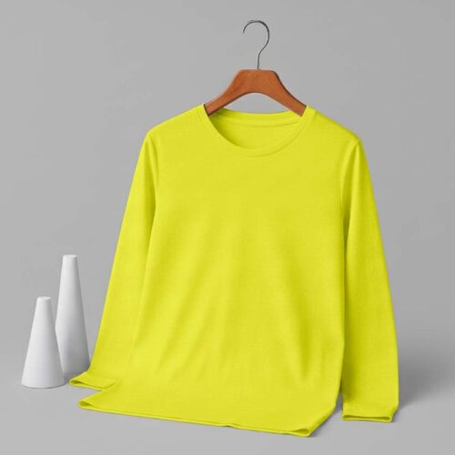 Women's Round Neck Full Sleeve(OE Single Jersey) - Lemon Yellow