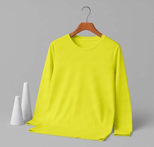 Round Neck Full Sleeve(100% Cotton Single Jersey)  - Lemon Yellow