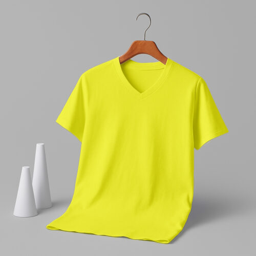 Women's V Neck(100% Cotton Single Jersey) – Lemon Yellow
