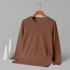 Round Neck Full Sleeve(100% Cotton Single Jersey) - Brown