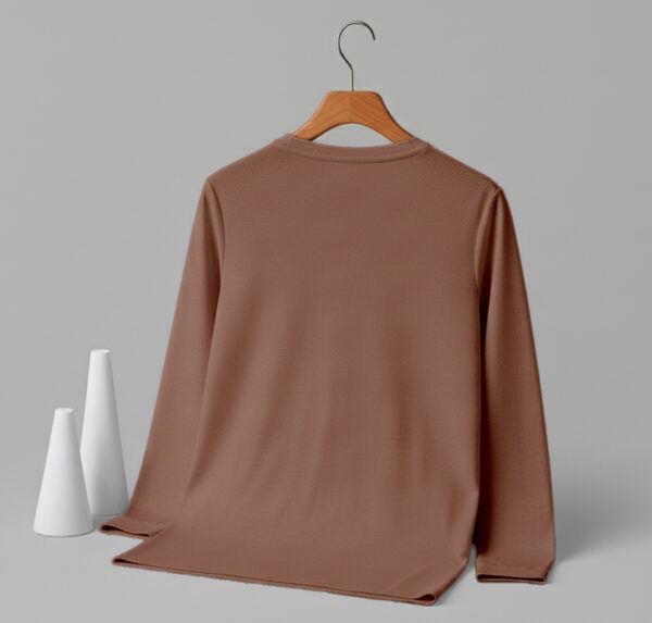 16-V - Neck Full Sleeve - back-brown V Neck Full Sleeve(100% Cotton Single Jersey) - Brown