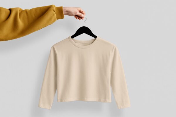 Crop Tees Full Sleeve (100% cotton french Terry)-Sandal