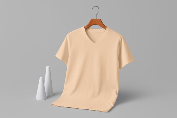 V Neck(100% Cotton Single Jersey) - Lite Orange