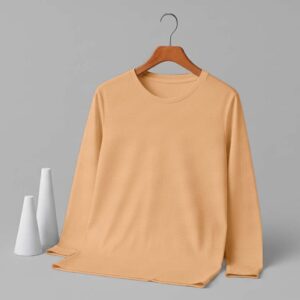 Round Neck Full Sleeve(100% Cotton Single Jersey) - Lite Orange