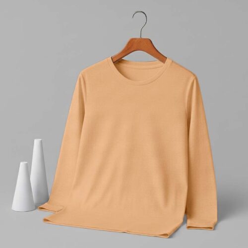 Round Neck Full Sleeve(100% Cotton Single Jersey) - Lite Orange