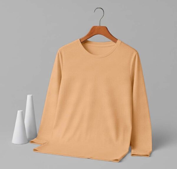 Round Neck Full Sleeve(100% Cotton Single Jersey) - Lite Orange