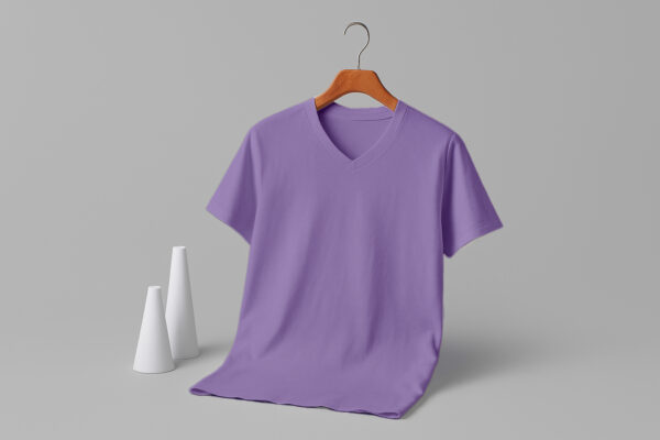V Neck(100% Cotton Single Jersey)  – Lavender