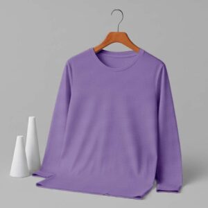 Round Neck Full Sleeve(100% Cotton Single Jersey) - Lavender