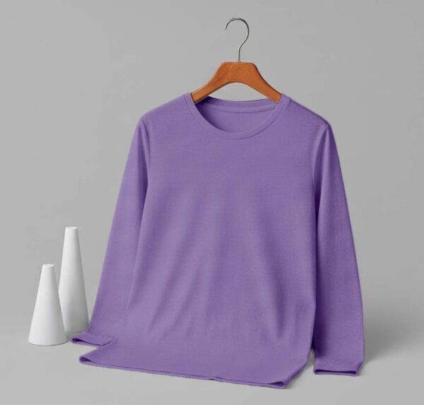 Round Neck Full Sleeve(100% Cotton Single Jersey) - Lavender