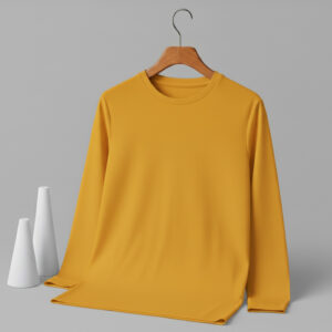 Round Neck Full Sleeve(100% Cotton Single Jersey) - Yellow