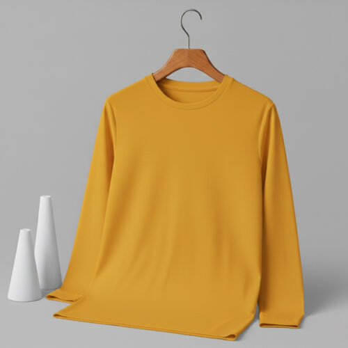 Round Neck Full Sleeve(100% Cotton Single Jersey) - Yellow