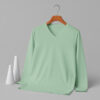 V Neck Full Sleeve(100% Cotton Single Jersey) -Pastel Mint