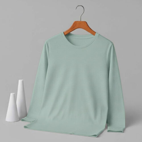 Round Neck Full Sleeve(100% Cotton Single Jersey) - Pista Green