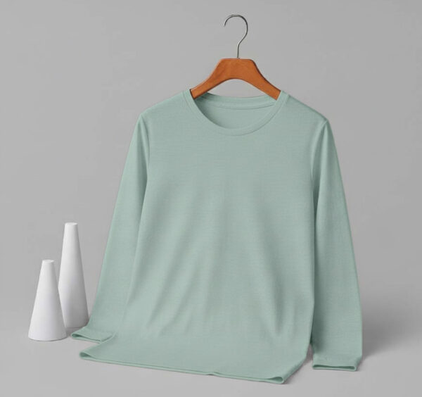 Round Neck Full Sleeve(100% Cotton Single Jersey) - Pista Green